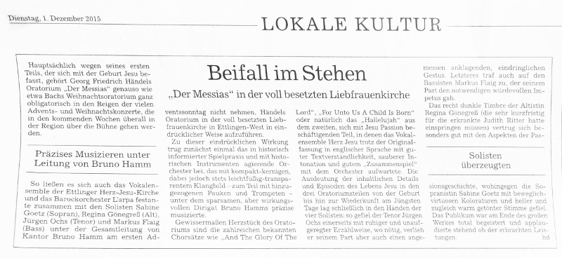 Zeitungsartikel mit der Kritik aus den Badischen Neuesten Nachrichten